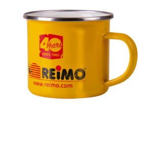 Emaille-Becher REIMO 40 JAHRE H8cm �8,5cm 350ml, gelb